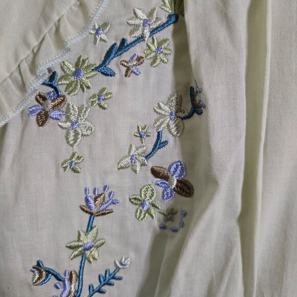 Simply Retro NWT Embroidered Lace Ruched Midi Dress Puff Short Sleeve Size M - Picture 11 of 15